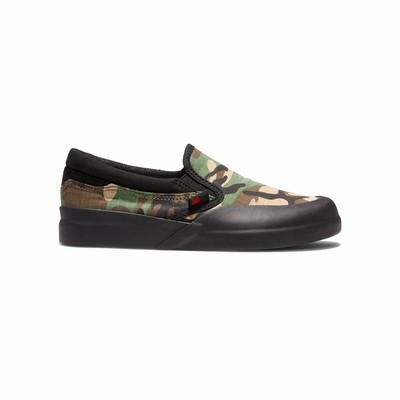 DC Infinite Slip Ons Kid's Black/Camo Skate Shoes Australia Sale PXC-425